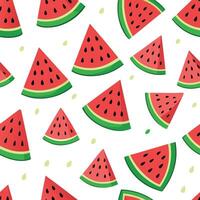 Refreshing Seamless Pattern Featuring Vibrant Watermelon Slices on a Crisp White Background vector