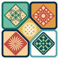 Intricate Laser Cut Coaster Collection Featuring Geometric Square Patterns vector
