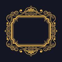Laser Cut Rectangular Frame with Vintage Gold Decor Element vector