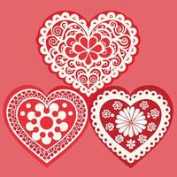 Enchanting Valentine s Day Card Collection Adorned with Delicate Lace Heart Patterns vector