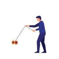 Person playing with a yo-yo in a minimal style illustration vector