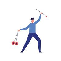 Person performing tricks with yo-yo in flat illustration style vector