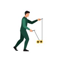 Person skillfully playing with a yo-yo in flat art style illustration vector