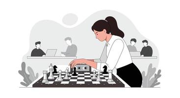Chess player focusing on strategy in a minimalistic style aimotion illustration vector