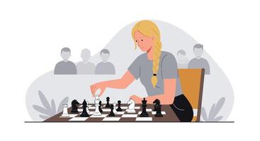 Chess player making strategic moves in minimal flat design aimotion illustration vector