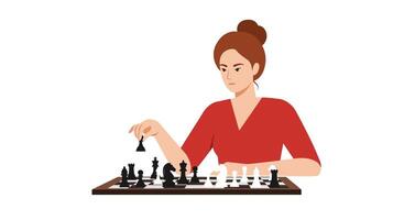 Chess player making a strategic move in minimal flat aimotion illustration vector