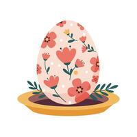 Decorative floral egg design in flat style for spring celebrations art 3 vector