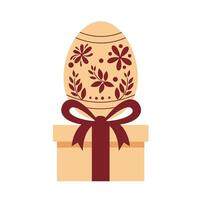 Decorative Easter egg with floral patterns in minimal style art vector