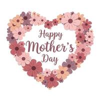 Heart-shaped floral arrangement design in soft colors featuring Mothers Day greeting art vector