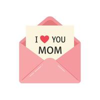 Pink envelope with heartfelt message in flat minimal art vector