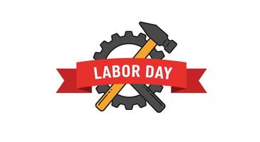 Labor Day celebration with tools and gear in flat art style vector