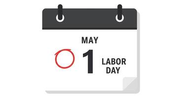 Calendar with May 1st marked as Labor Day in flat art style vector
