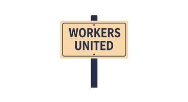 Workers united sign in flat design style showcasing unity and collaboration art vector