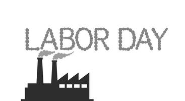 Industrial factory silhouette with text in minimal design style for Labor Day illustration vector