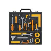 Tool kit containing various tools in flat design art vector