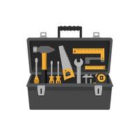Toolbox filled with various tools in flat design art 2 vector