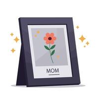 Flower illustration in a frame with a minimal design style art vector