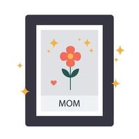Flower illustration in a picture frame with minimal design style art vector