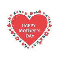 Heart design with floral elements in flat style for Mothers Day art vector