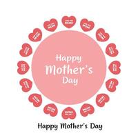 Heart-shaped elements display Mothers Day greetings in flat art vector