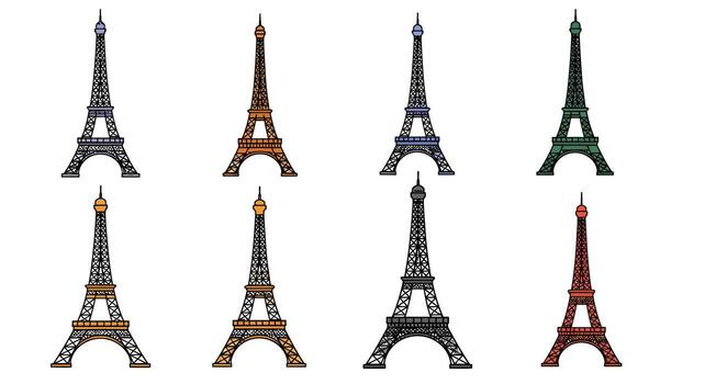 eiffel torre diseño transformación en plano estilo Arte vector