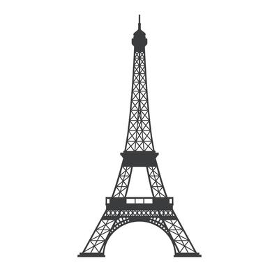 Eiffel Tower silhouette in flat design style showcasing iconic architectural elements art