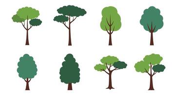 Various trees in different styles and sizes in flat art vector