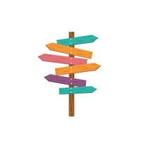 Colorful directional signpost with multiple arrows pointing in various directions vector