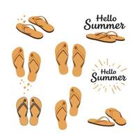 Colorful flip flops arranged with summer greetings in a playful design vector