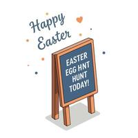 Happy Easter sign with festive message in flat illustration style vector