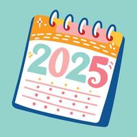 Hand Drawn Calendar Planner for 2025 Year with Doodle Illustrations vector