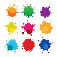 Vibrant Watercolor Splatter Stains in an Isolated Set of Colorful Splashes vector