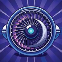 Chrome Turbine Ring for Jet Engine Displaying a Retro Violet Blu Hue vector