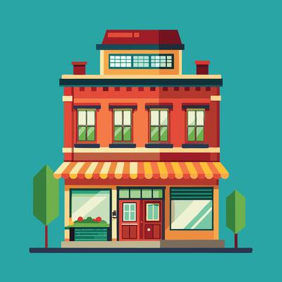 Nostalgic Illustration of Retro Groceries Supermarket Building