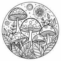 Enchanted Circle of Fantasy Mushrooms in a Mystical Forest vector
