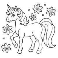 Majestic Unicorn Adorned with Vibrant Blooms and Fluttering Butterflies vector