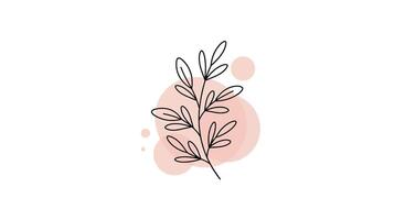 Minimalistic botanical branch with delicate leaves and soft pastel circles flat design illustration vector