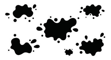 Abstract black ink splatters in minimal flat design isolated on white background art vector