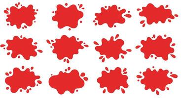 Red paint splatter shapes in flat minimal style isolated on white background art vector