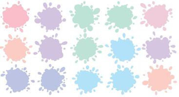 Pastel color paint splashes arranged in rows with flat minimal design style illustration vector