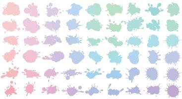 Colorful paint splatters collection in soft pastel shades with varied shapes and sizes flat design art vector