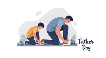 Father pushing child on swing outdoors in minimal flat design celebrating Father Day illustration vector