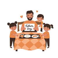 Father and son crafting paper airplanes together at table in flat minimal style illustration vector