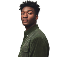 Man in green outfit and cream-colored pants png