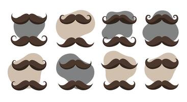 Collection of various brown mustache styles in flat minimal design layout with simple shapes and neutral colors illustration vector