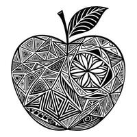 Abstract Line Art of an Apple for Adult Coloring Books vector