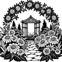 Vibrant and Colorful Garden in Full Bloom During Summer vector