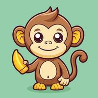 Animated Monkey with Banana and Thumbs Up Encouraging Success vector