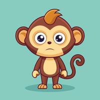Cartoon Illustration of a Puzzled Monkey with Wide Open Eyes vector
