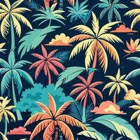 Enchanting Seamless Tropical Pattern Adorned with Vibrant Botanicals vector